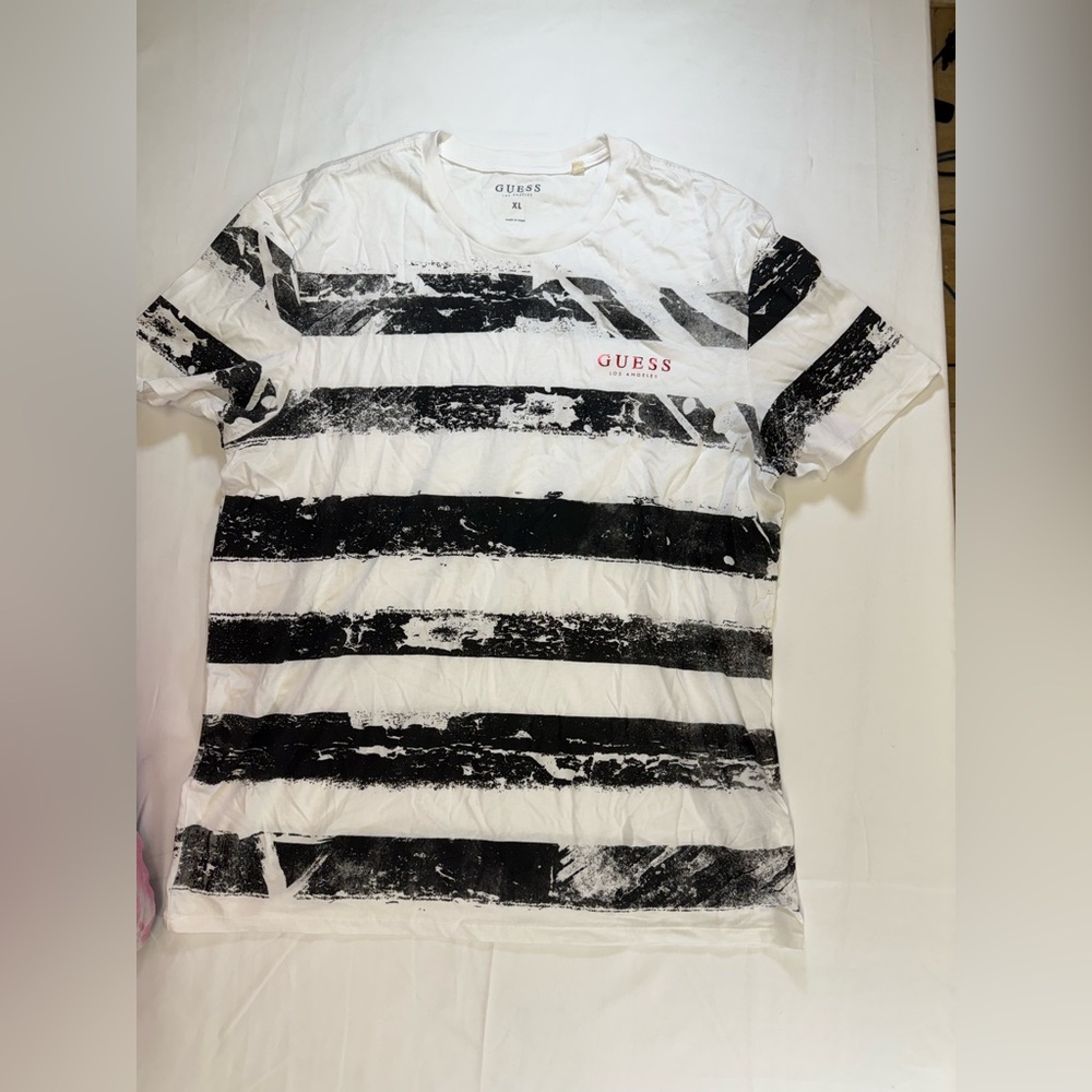 Guess Black and White Striped Men's‎ CrewTee. Size XL